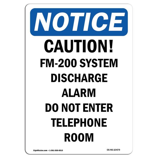 Signmission Safety Sign, OSHA Notice, 24" Height, Rigid Plastic, Caution FM-200 System Discharge Sign, Portrait OS-NS-P-1824-V-10479